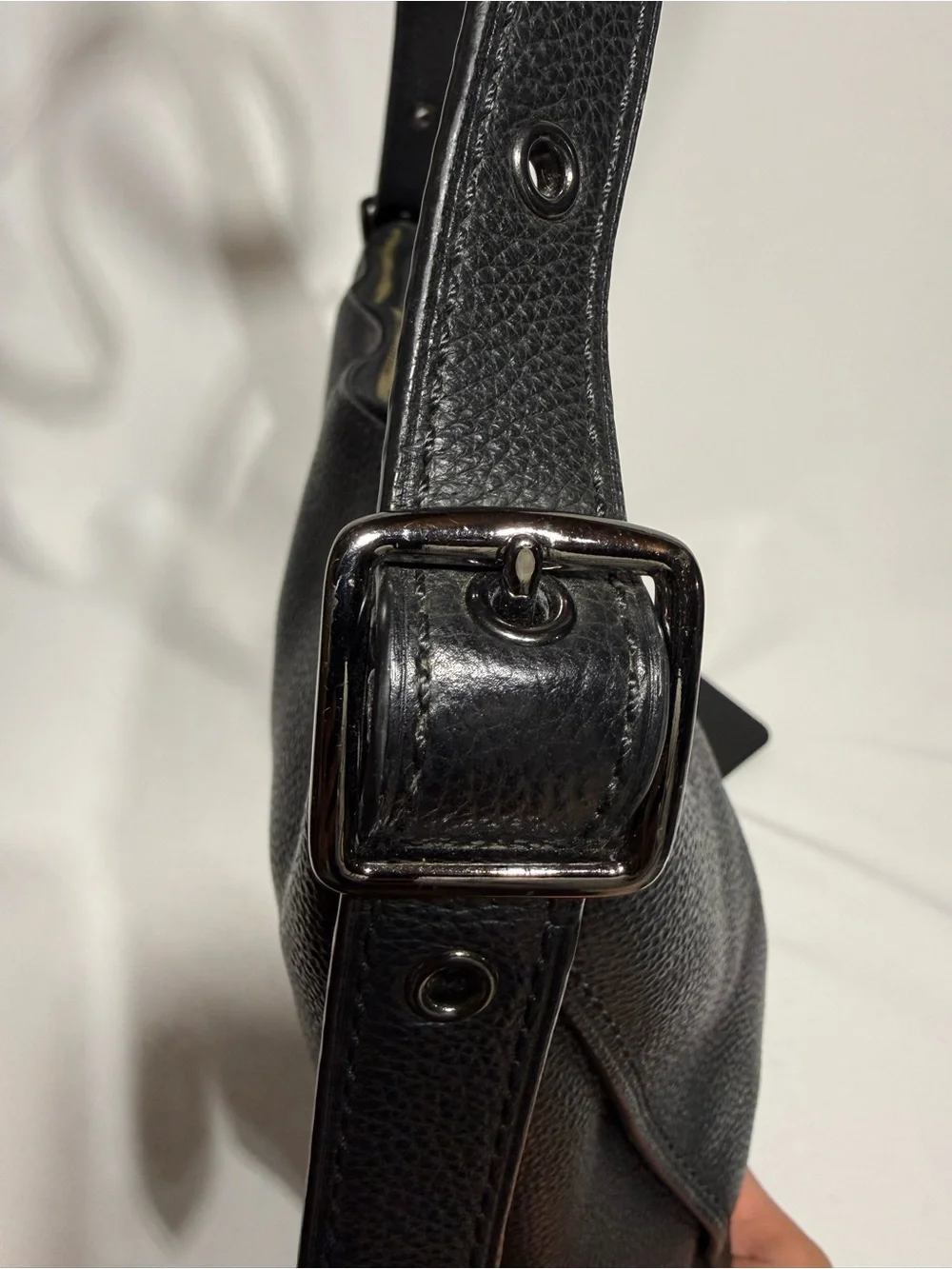 Coach Black Pebbled Leather Shoulder Bag with Adjustable Strap